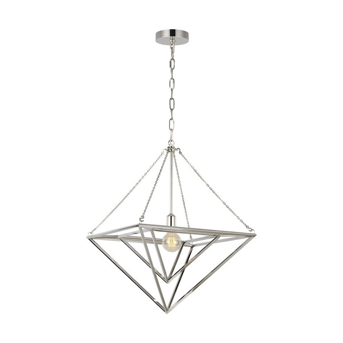 Visual Comfort Studio Carat 1 Light Medium Pendant, Polished Nickel