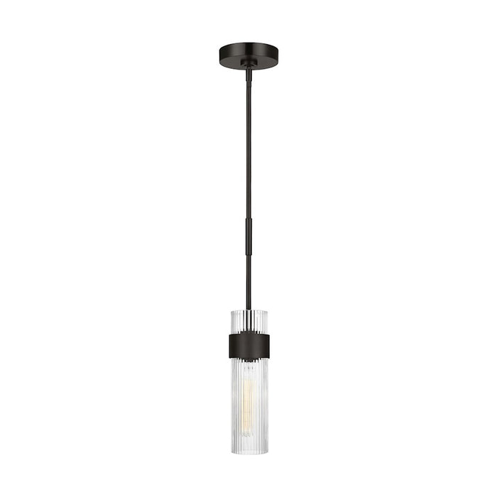 Visual Comfort Studio Geneva 1 Light Medium Pendant, Aged Iron/Clear - CP1161AI