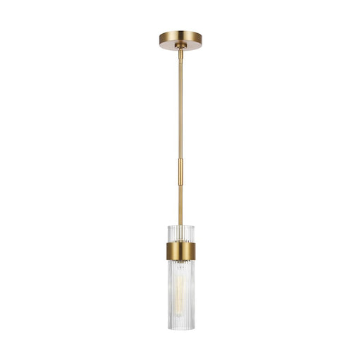 Visual Comfort Studio Geneva 1-Lt Med Pendant, Burnished Brass/Clear - CP1161BBS