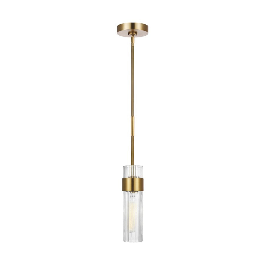 Visual Comfort Studio Geneva 1-Lt Med Pendant, Burnished Brass/Clear - CP1161BBS