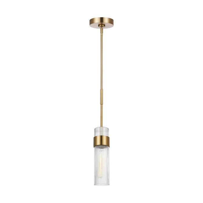 Visual Comfort Studio Geneva 1-Lt Med Pendant, Burnished Brass/Clear