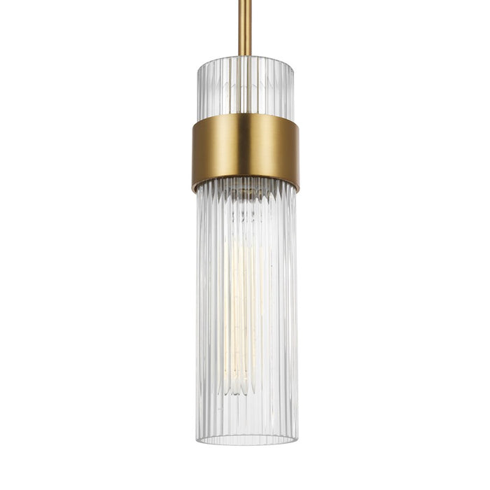 Visual Comfort Studio Geneva 1-Lt Med Pendant, Burnished Brass/Clear