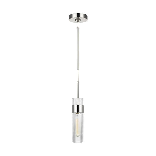 Visual Comfort Studio Geneva 1-Lt Med Pendant, Pol Nickel/Clear - CP1161PN