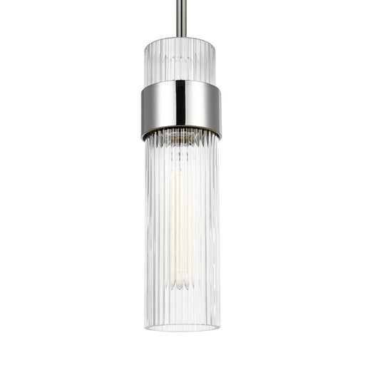 Visual Comfort Studio Geneva 1-Lt Med Pendant, Pol Nickel/Clear