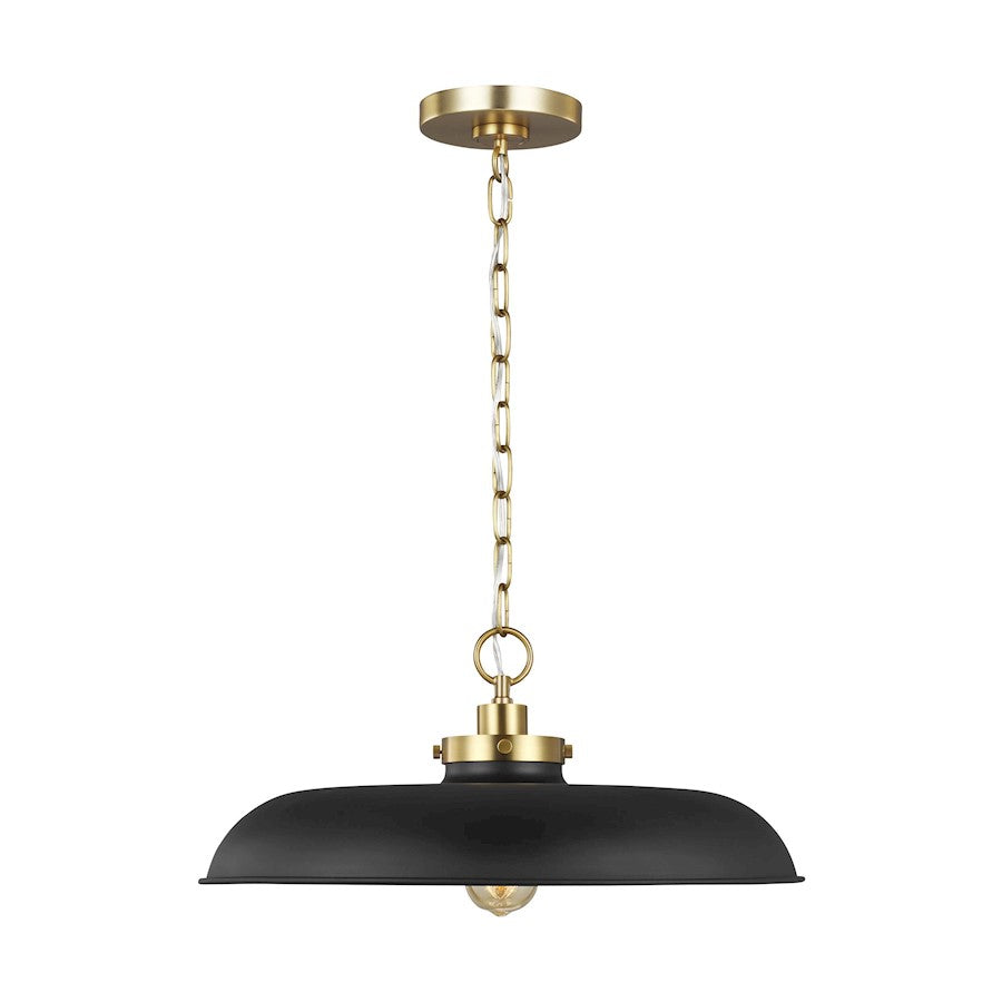 Visual Comfort Studio Wellfleet 1-Lt Med Wide Pendant, BK/BS - CP1231MBKBBS