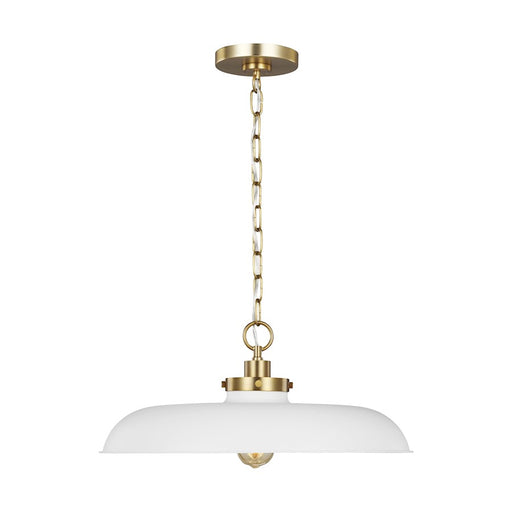 Visual Comfort Studio Wellfleet 1-Lt Med Wide Pendant, WH/BS - CP1231MWTBBS