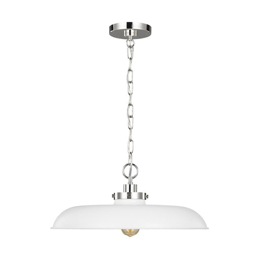 Visual Comfort Studio Wellfleet 1-Lt Med Wide Pendant, WH/Nickel - CP1231MWTPN