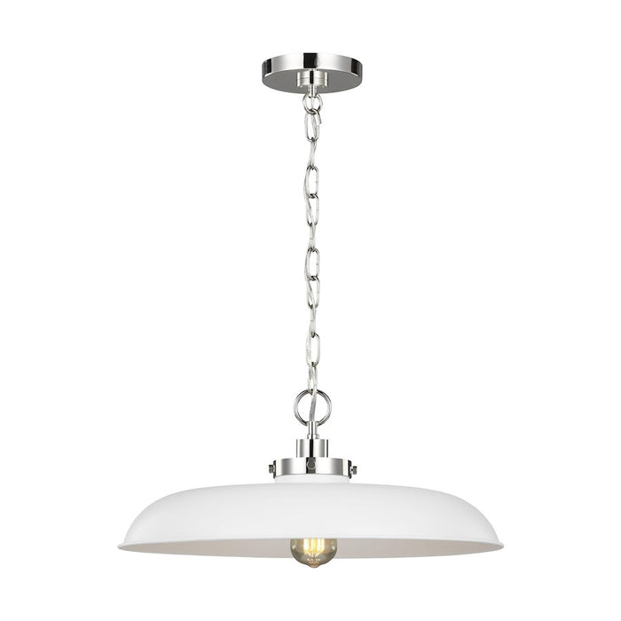 Visual Comfort Studio Wellfleet 1-Lt Med Wide Pendant, WH/Nickel