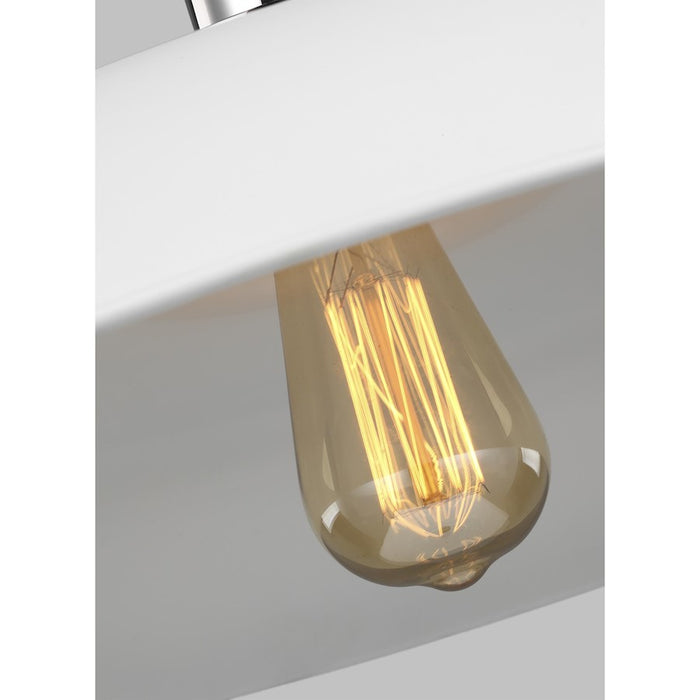 Visual Comfort Studio Wellfleet 1-Lt Med Wide Pendant, WH/Nickel