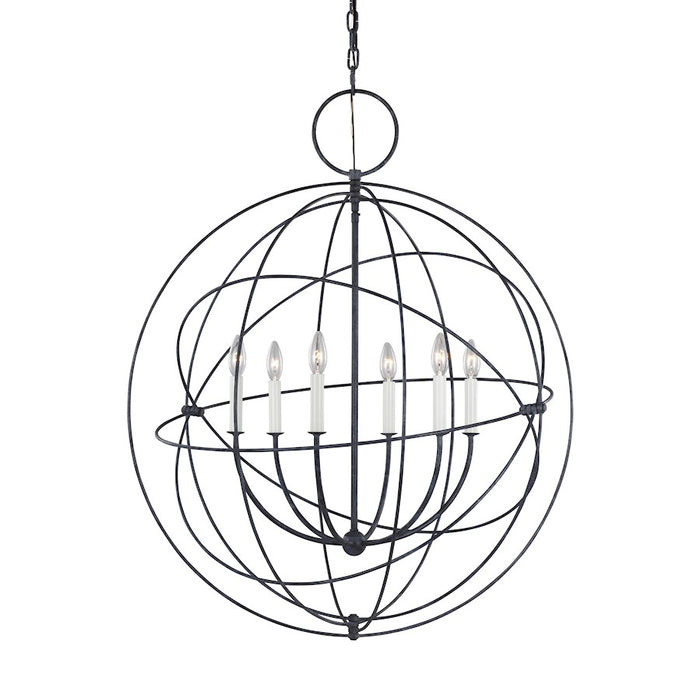 Visual Comfort Studio Bayberry 6-Lt Large Pendant, Weathered Galv