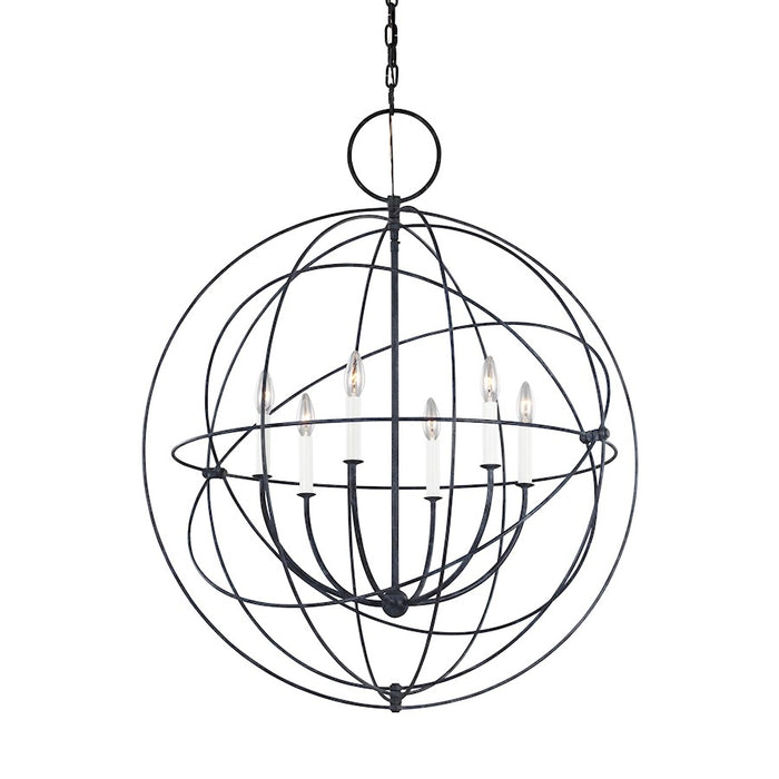 Visual Comfort Studio Bayberry 6-Lt Large Pendant, Weathered Galv