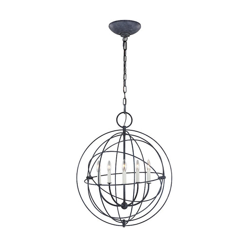 Visual Comfort Studio Bayberry 5-Lt Med Pendant, Weathered Galv - CP1255WGV