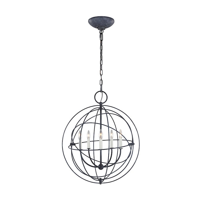 Visual Comfort Studio Bayberry 5-Lt Med Pendant, Weathered Galv - CP1255WGV