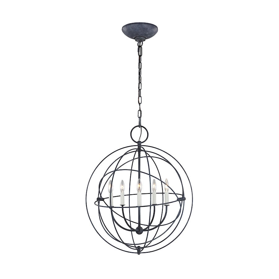 Visual Comfort Studio Bayberry 5-Lt Med Pendant, Weathered Galv - CP1255WGV