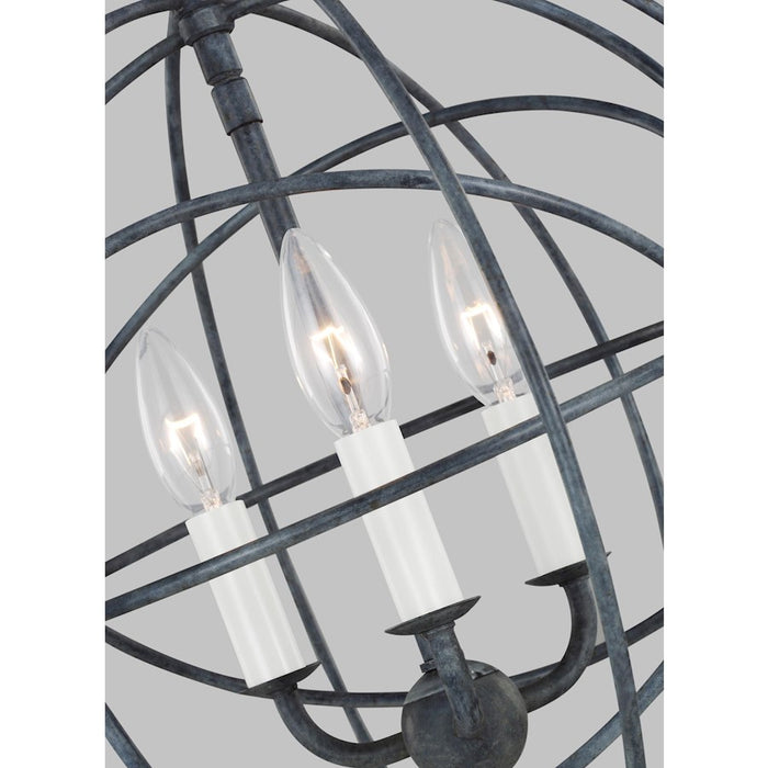 Visual Comfort Studio Bayberry 3-Lt Small Pendant, Weathered Galv