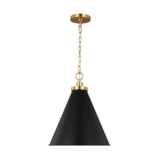 Visual Comfort Studio Wellfleet 1-Lt Med Cone Pendant, BK/BS - CP1271MBKBBS