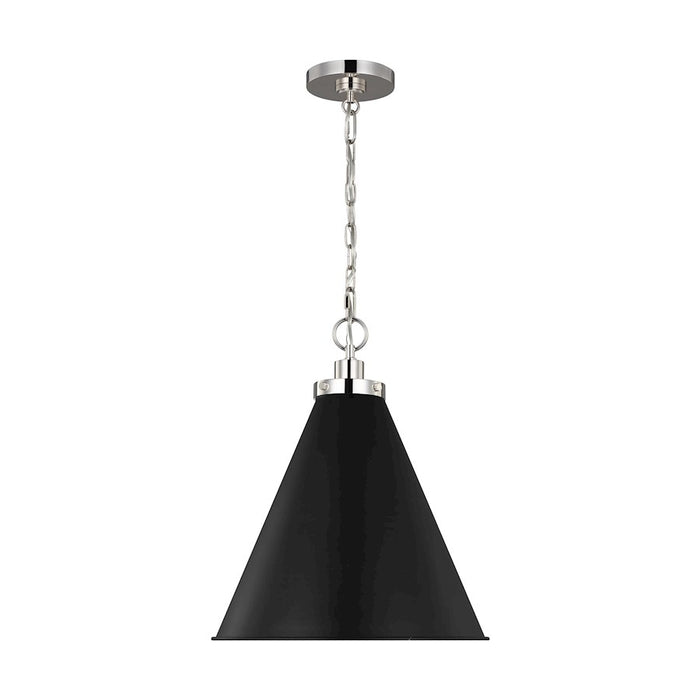 Visual Comfort Studio Wellfleet 1-Lt Med Cone Pendant, BK/Nickel - CP1271MBKPN