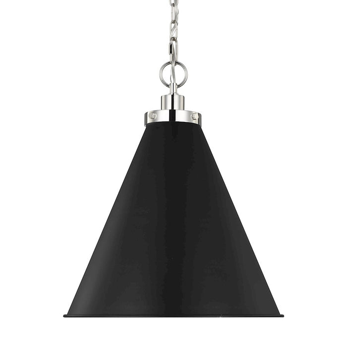 Visual Comfort Studio Wellfleet 1-Lt Med Cone Pendant, BK/Nickel