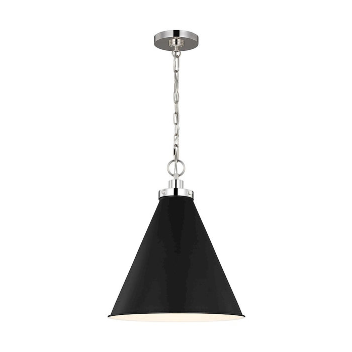 Visual Comfort Studio Wellfleet 1-Lt Med Cone Pendant, BK/Nickel