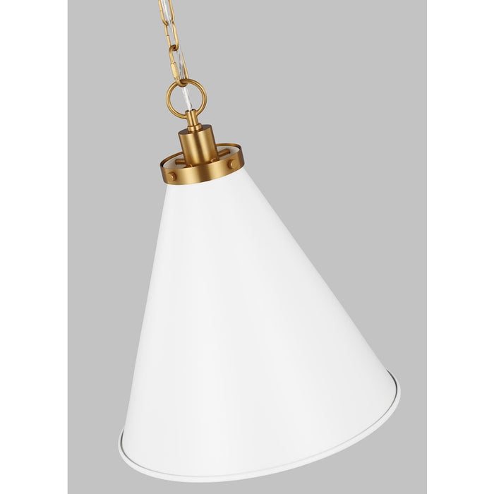 Visual Comfort Studio Wellfleet 1-Lt Med Cone Pendant, WH/BS