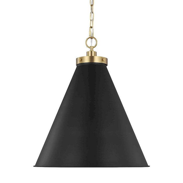 Visual Comfort Studio Wellfleet 1-Lt Large Cone Pendant, BK/BS