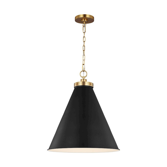 Visual Comfort Studio Wellfleet 1-Lt Large Cone Pendant, BK/BS