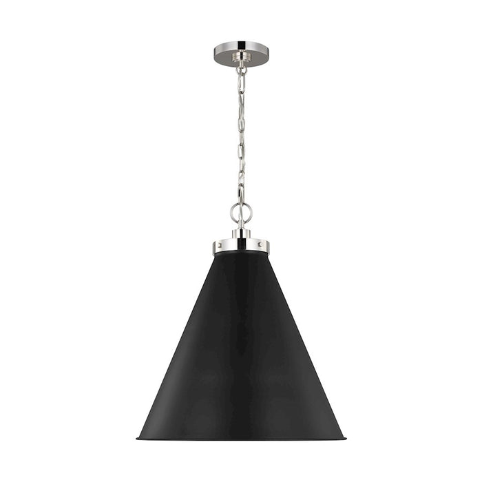 Visual Comfort Studio Wellfleet 1-Lt Large Cone Pendant, BK/Nickel - CP1281MBKPN