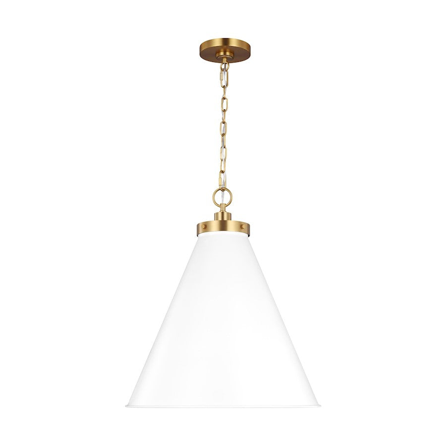 Visual Comfort Studio Wellfleet 1-Lt Large Cone Pendant, WH/BS - CP1281MWTBBS