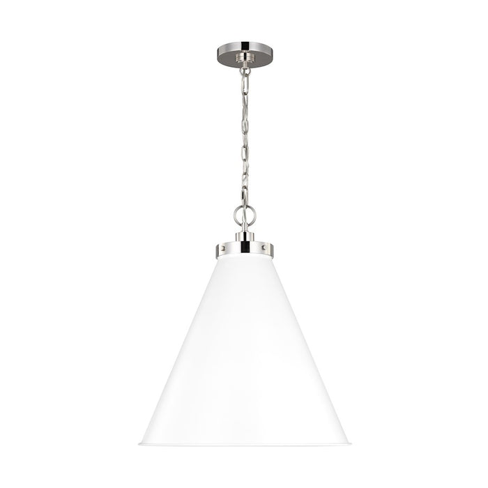 Visual Comfort Studio Wellfleet 1-Lt Large Cone Pendant, WH/Nickel - CP1281MWTPN