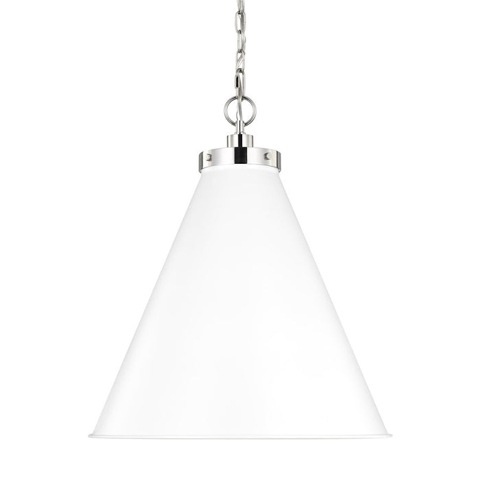 Visual Comfort Studio Wellfleet 1-Lt Large Cone Pendant, WH/Nickel