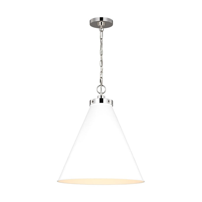 Visual Comfort Studio Wellfleet 1-Lt Large Cone Pendant, WH/Nickel