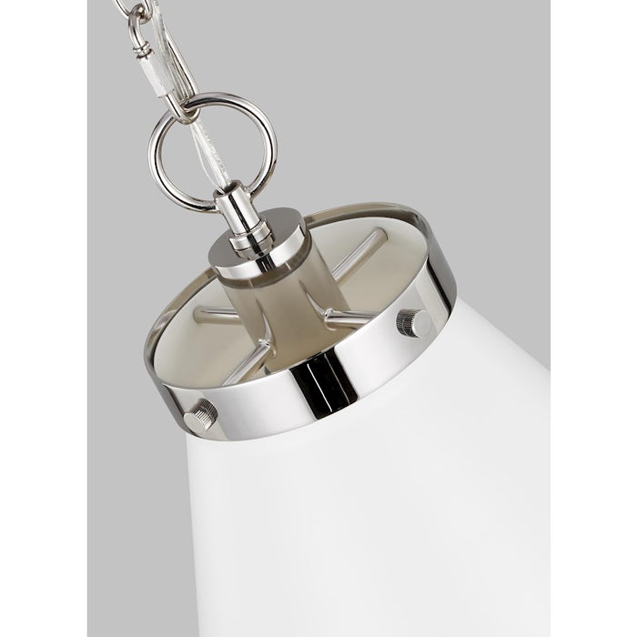 Visual Comfort Studio Wellfleet 1-Lt Large Cone Pendant, WH/Nickel