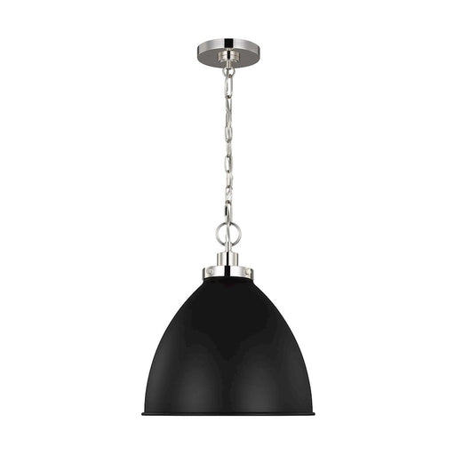 Visual Comfort Studio Wellfleet 1-Lt Med Dome Pendant, BK/Nickel - CP1291MBKPN