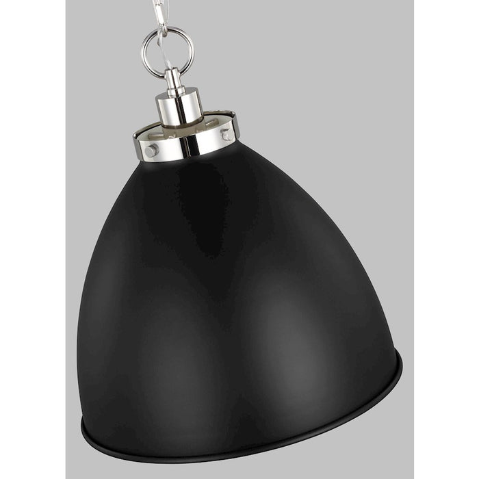 Visual Comfort Studio Wellfleet 1-Lt Med Dome Pendant, BK/Nickel