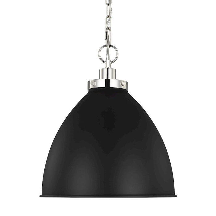 Visual Comfort Studio Wellfleet 1-Lt Med Dome Pendant, BK/Nickel