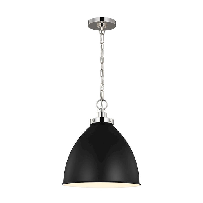 Visual Comfort Studio Wellfleet 1-Lt Med Dome Pendant, BK/Nickel