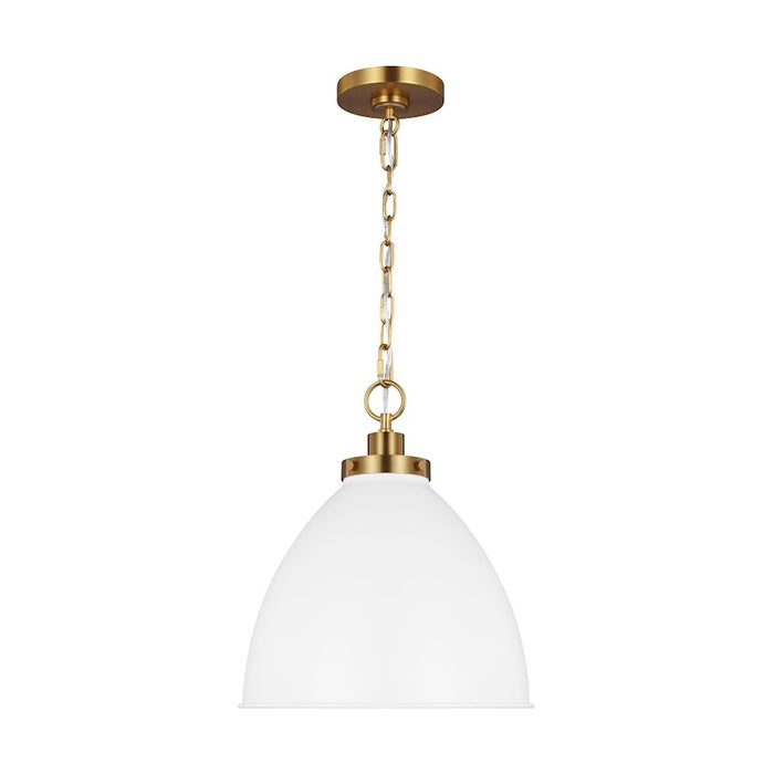 Visual Comfort Studio Wellfleet 1-Lt Med Dome Pendant, WH/BS - CP1291MWTBBS