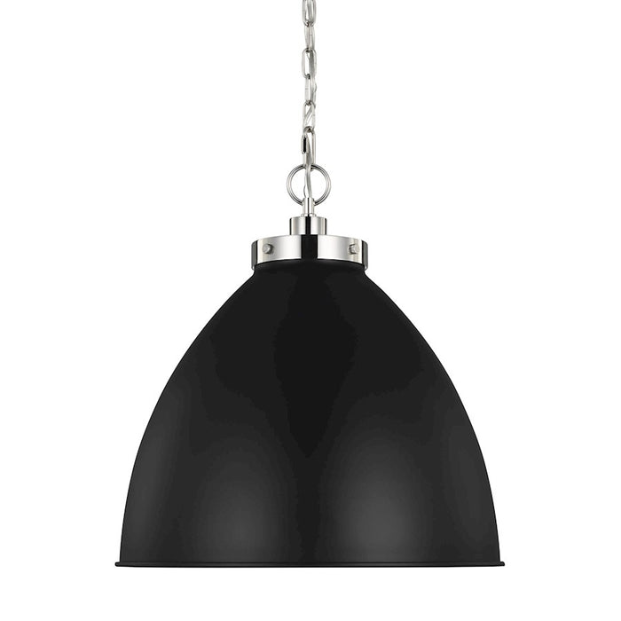 Visual Comfort Studio Wellfleet 1-Lt Large Dome Pendant, BK/Nickel