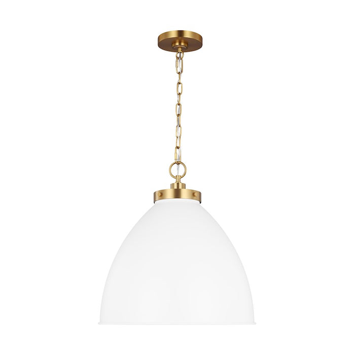 Visual Comfort Studio Wellfleet 1-Lt Large Dome Pendant, WH/BS - CP1301MWTBBS