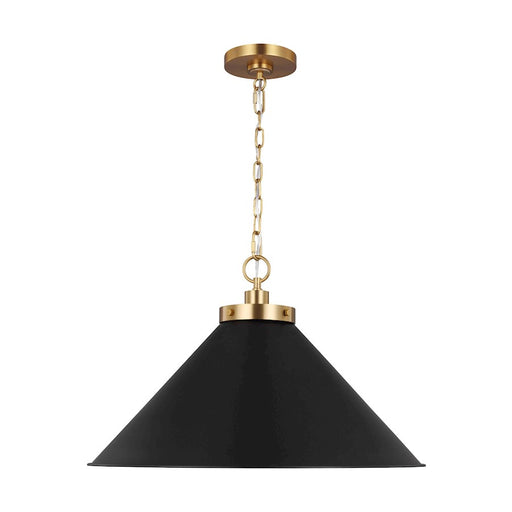 Visual Comfort Studio Wellfleet 1-Lt Wide Cone Pendant, BK/BS - CP1311MBKBBS