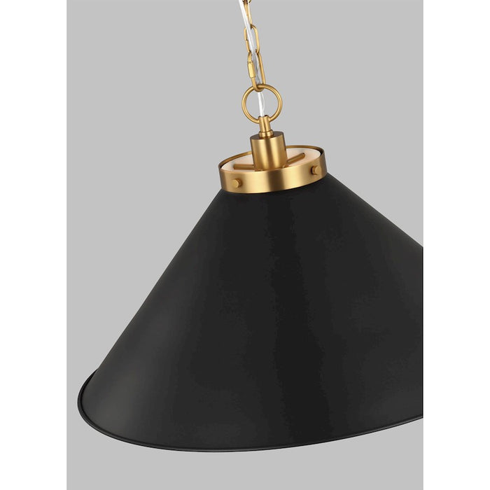 Visual Comfort Studio Wellfleet 1-Lt Wide Cone Pendant, BK/BS