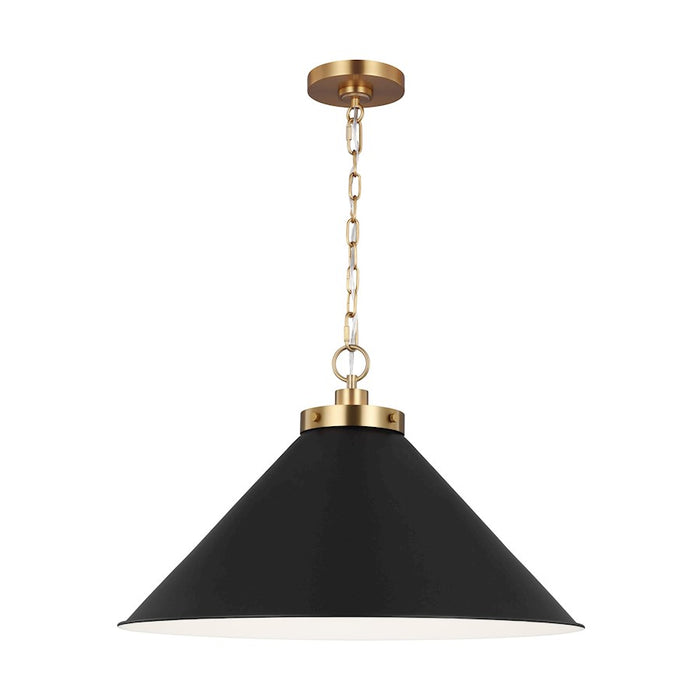Visual Comfort Studio Wellfleet 1-Lt Wide Cone Pendant, BK/BS