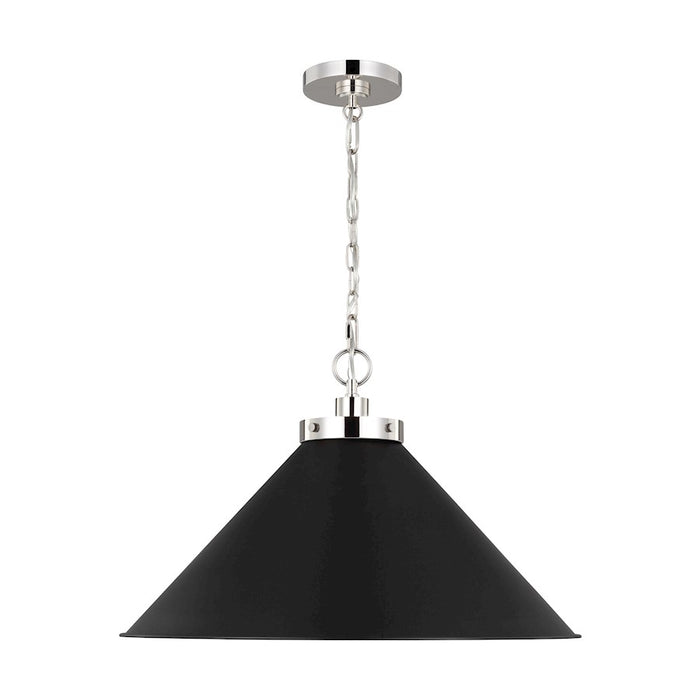 Visual Comfort Studio Wellfleet 1-Lt Wide Cone Pendant, BK/Nickel - CP1311MBKPN