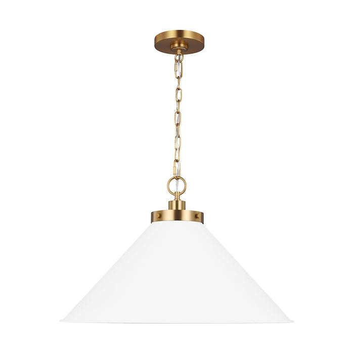 Visual Comfort Studio Wellfleet 1-Lt Wide Cone Pendant, WH/BS - CP1311MWTBBS