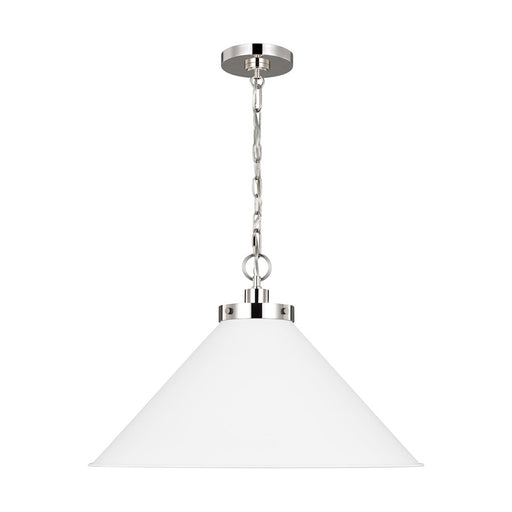 Visual Comfort Studio Wellfleet 1-Lt Wide Cone Pendant, WH/Nickel - CP1311MWTPN