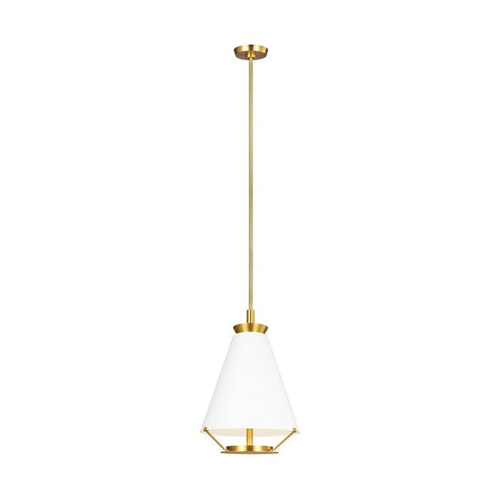 Visual Comfort Studio Ultra-Lt 1-Lt Tall Pendant, Brass/Frosted