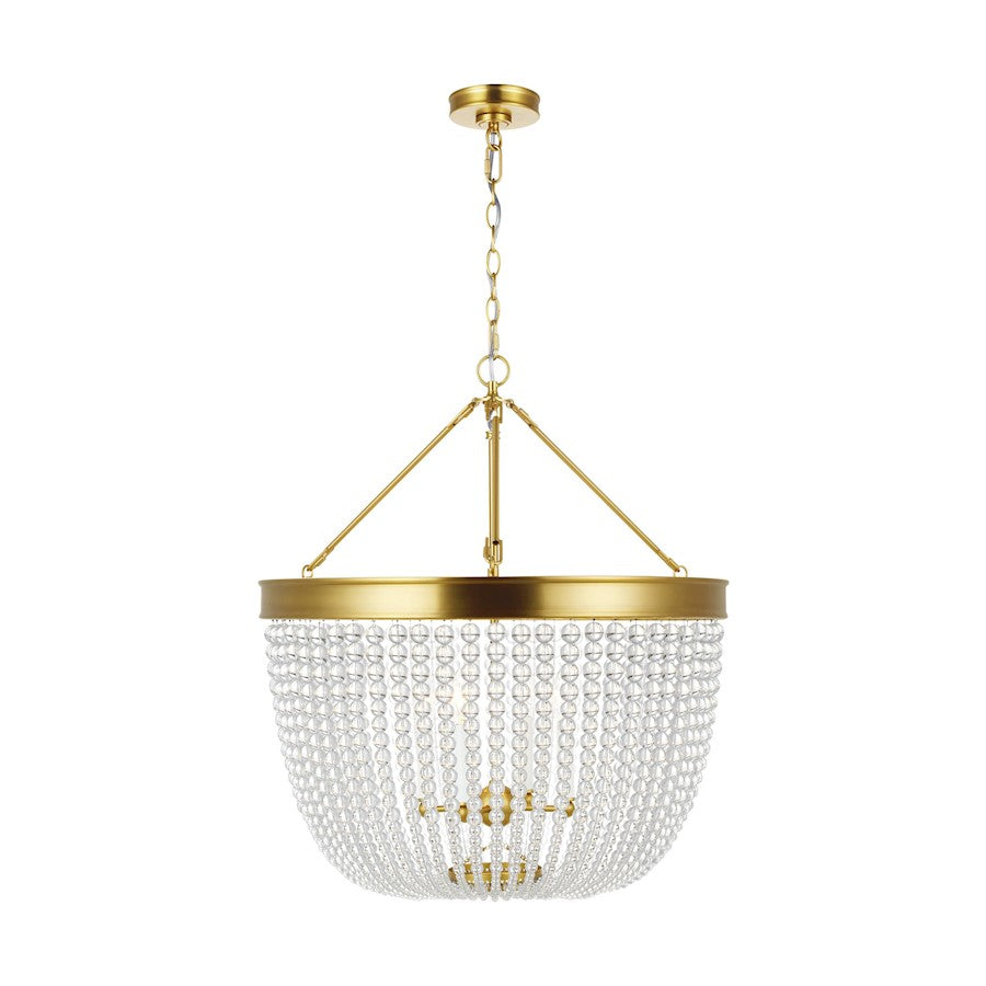 Visual Comfort Studio 1344 Summerhill 4 Light Pendant, Brass/Clear - CP1344BBS