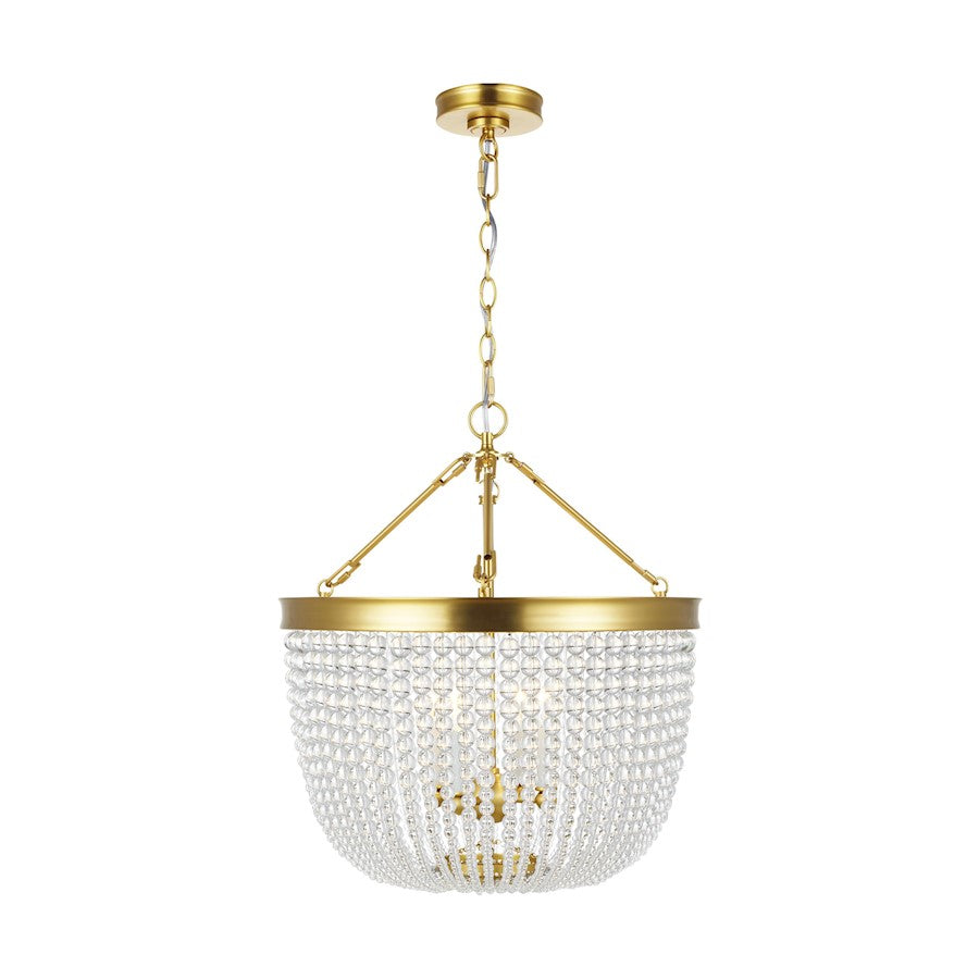 Visual Comfort Studio 1354 Summerhill 4 Light Pendant, Brass/Clear - CP1354BBS