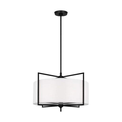 Visual Comfort Studio Perno 4-Lt Hanging Shade, Iron/Silk Print/Sand