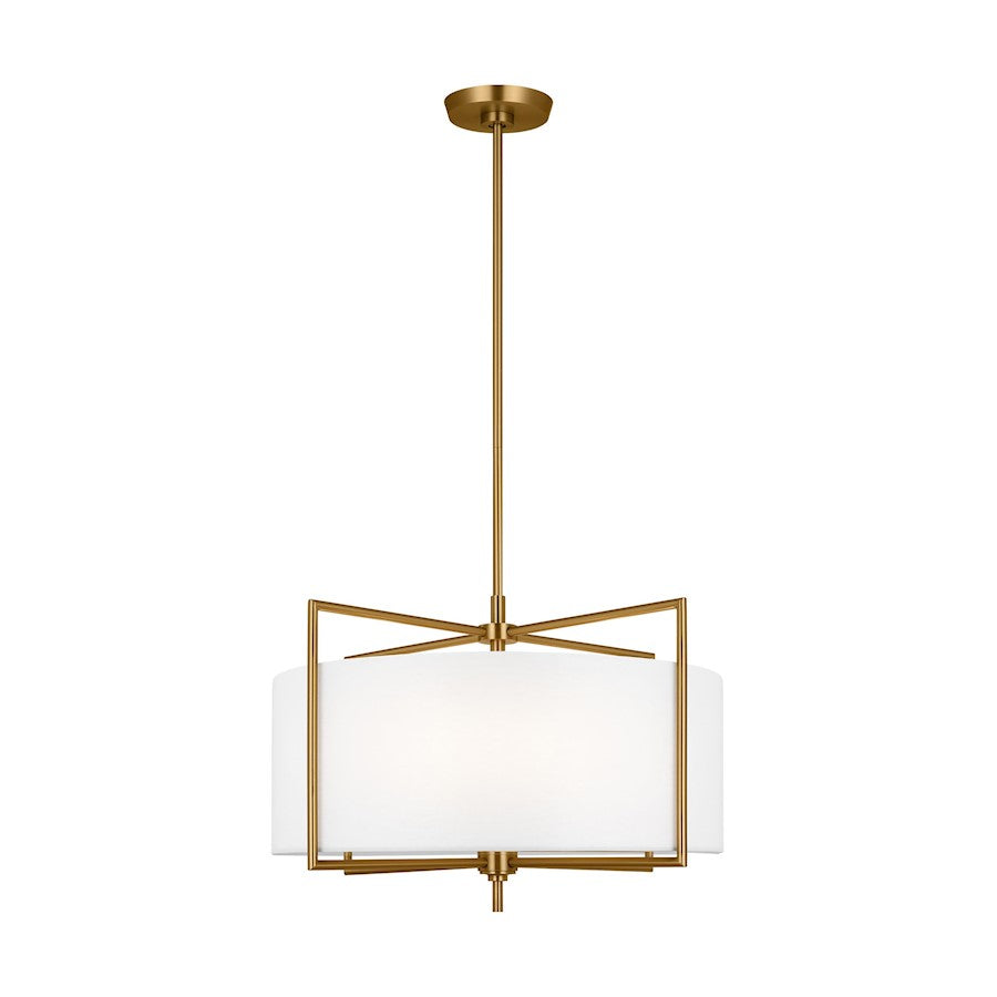 Visual Comfort Studio Perno 4 Light Hanging Shade, Brass/Silk/Blast - CP1394BBS